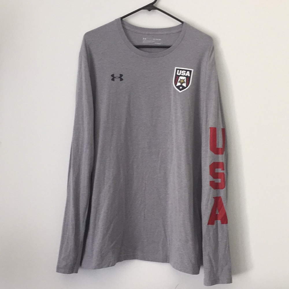Under Armour USA Patriot Grey Long Sleeve Men's XL